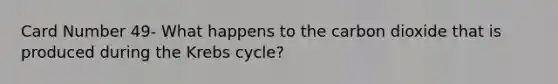 Card Number 49- What happens to the carbon dioxide that is produced during the <a href='https://www.questionai.com/knowledge/kqfW58SNl2-krebs-cycle' class='anchor-knowledge'>krebs cycle</a>?