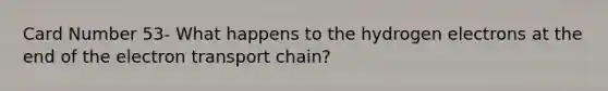 Card Number 53- What happens to the hydrogen electrons at the end of <a href='https://www.questionai.com/knowledge/k57oGBr0HP-the-electron-transport-chain' class='anchor-knowledge'>the electron transport chain</a>?