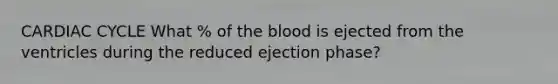 CARDIAC CYCLE What % of the blood is ejected from the ventricles during the reduced ejection phase?