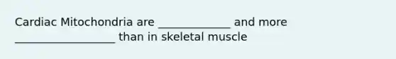 Cardiac Mitochondria are _____________ and more __________________ than in skeletal muscle