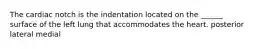 The cardiac notch is the indentation located on the ______ surface of the left lung that accommodates the heart. posterior lateral medial