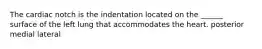 The cardiac notch is the indentation located on the ______ surface of the left lung that accommodates the heart. posterior medial lateral