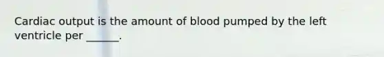 <a href='https://www.questionai.com/knowledge/kyxUJGvw35-cardiac-output' class='anchor-knowledge'>cardiac output</a> is the amount of blood pumped by the left ventricle per ______.