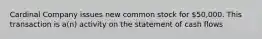 Cardinal Company issues new common stock for 50,000. This transaction is a(n) activity on the statement of cash flows