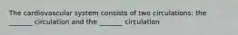 The cardiovascular system consists of two circulations: the _______ circulation and the _______ circulation