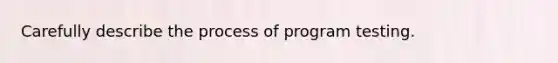 Carefully describe the process of program testing.