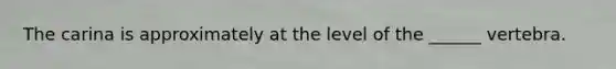 The carina is approximately at the level of the ______ vertebra.
