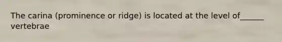 The carina (prominence or ridge) is located at the level of______ vertebrae