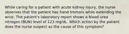 While caring for a patient with acute kidney injury, the nurse observes that the patient has hand tremors while extending the wrist. The patient's laboratory report shows a blood urea nitrogen (BUN) level of 123 mg/dL. Which action by the patient does the nurse suspect as the cause of this symptom?