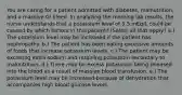 You are caring for a patient admitted with diabetes, malnutrition, and a massive GI bleed. In analyzing the morning lab results, the nurse understands that a potassium level of 5.5 mEq/L could be caused by which factors in this patient? (Select all that apply.) a.) The potassium level may be increased if the patient has nephropathy. b.) The patient has been eating excessive amounts of foods that increase potassium levels. c.) The patient may be excreting extra sodium and retaining potassium secondary to malnutrition. d.) There may be excess potassium being released into the blood as a result of massive blood transfusion. e.) The potassium level may be increased because of dehydration that accompanies high blood glucose levels.