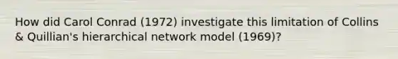 How did Carol Conrad (1972) investigate this limitation of Collins & Quillian's hierarchical network model (1969)?