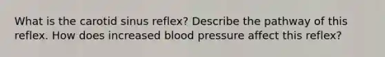 What is the carotid sinus reflex? Describe the pathway of this reflex. How does increased blood pressure affect this reflex?