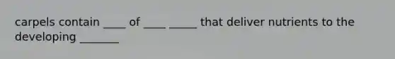 carpels contain ____ of ____ _____ that deliver nutrients to the developing _______