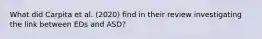 What did Carpita et al. (2020) find in their review investigating the link between EDs and ASD?