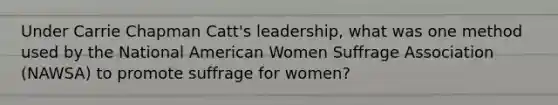 Under Carrie Chapman Catt's leadership, what was one method used by the National American Women Suffrage Association (NAWSA) to promote suffrage for women?