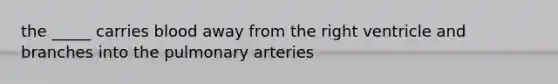 the _____ carries blood away from the right ventricle and branches into the pulmonary arteries