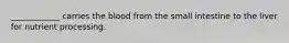____________ carries the blood from the small intestine to the liver for nutrient processing.