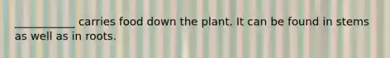 ___________ carries food down the plant. It can be found in stems as well as in roots.