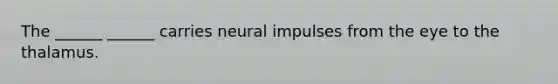 The ______ ______ carries neural impulses from the eye to the thalamus.