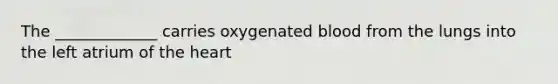 The _____________ carries oxygenated blood from the lungs into the left atrium of the heart