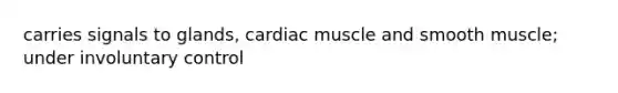 carries signals to glands, cardiac muscle and smooth muscle; under involuntary control