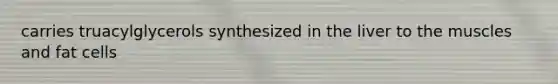 carries truacylglycerols synthesized in the liver to the muscles and fat cells