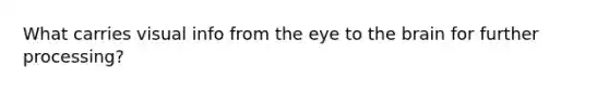 What carries visual info from the eye to the brain for further processing?