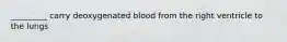 _________ carry deoxygenated blood from the right ventricle to the lungs