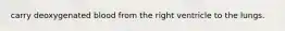 carry deoxygenated blood from the right ventricle to the lungs.