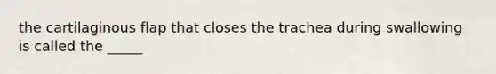 the cartilaginous flap that closes the trachea during swallowing is called the _____