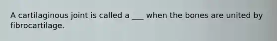 A cartilaginous joint is called a ___ when the bones are united by fibrocartilage.