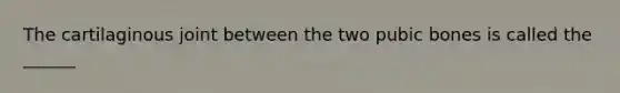 The cartilaginous joint between the two pubic bones is called the ______