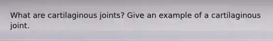 What are cartilaginous joints? Give an example of a cartilaginous joint.