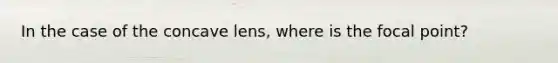 In the case of the concave lens, where is the focal point?