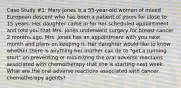 Case Study #1: Mary Jones is a 55-year-old woman of mixed European descent who has been a patient of yours for close to 15 years. Her daughter came in for her scheduled appointment and told you that Mrs. Jones underwent surgery for breast cancer 2 months ago. Mrs. Jones has an appointment with you next month and plans on keeping it. Her daughter would like to know whether there is anything her mother can do to "get a running start" on preventing or minimizing the oral adverse reactions associated with chemotherapy that she is starting next week. What are the oral adverse reactions associated with cancer chemotherapy agents?