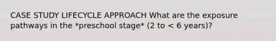 CASE STUDY LIFECYCLE APPROACH What are the exposure pathways in the *preschool stage* (2 to < 6 years)?