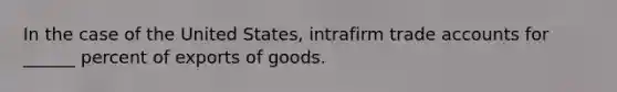 In the case of the United States, intrafirm trade accounts for ______ percent of exports of goods.