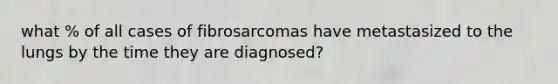 what % of all cases of fibrosarcomas have metastasized to the lungs by the time they are diagnosed?