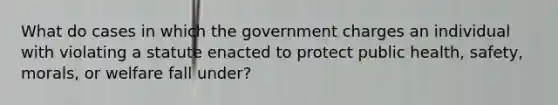 What do cases in which the government charges an individual with violating a statute enacted to protect public health, safety, morals, or welfare fall under?