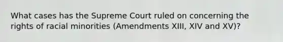 What cases has the Supreme Court ruled on concerning the rights of racial minorities (Amendments XIII, XIV and XV)?