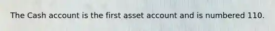 The Cash account is the first asset account and is numbered 110.