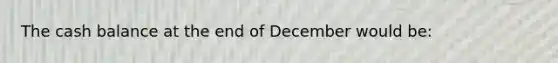 The cash balance at the end of December would be: