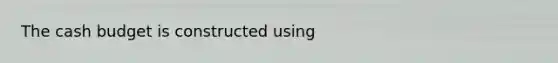 The <a href='https://www.questionai.com/knowledge/k5eyRVQLz3-cash-budget' class='anchor-knowledge'>cash budget</a> is constructed using