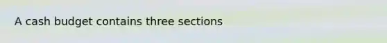 A cash budget contains three sections