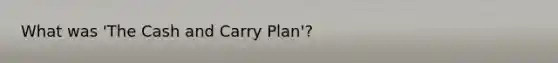 What was 'The Cash and Carry Plan'?