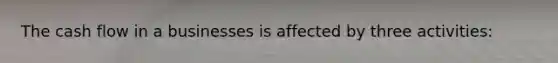 The cash flow in a businesses is affected by three activities: