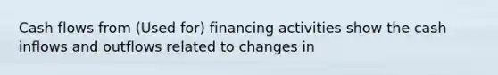 Cash flows from (Used for) financing activities show the cash inflows and outflows related to changes in