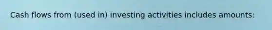 Cash flows from (used in) investing activities includes amounts: