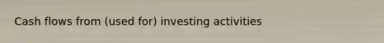 Cash flows from (used for) investing activities