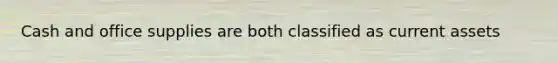 Cash and office supplies are both classified as current assets